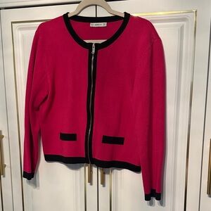 Zara Vibrant Pink Cardigan with Black Accents